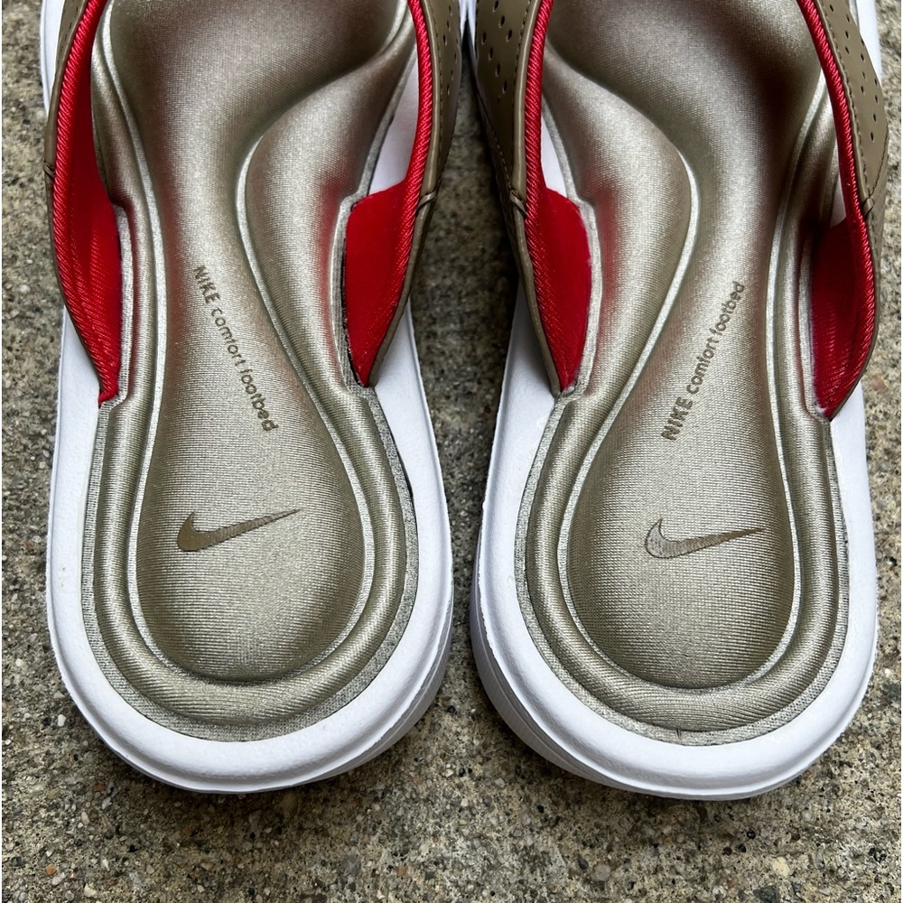 WMNS NIKE COMFORT THONG LIGHT PINK MAGENTA MEDIUM TAN GREY WHITES CORAL FOOTBED - Picture 11 of 14